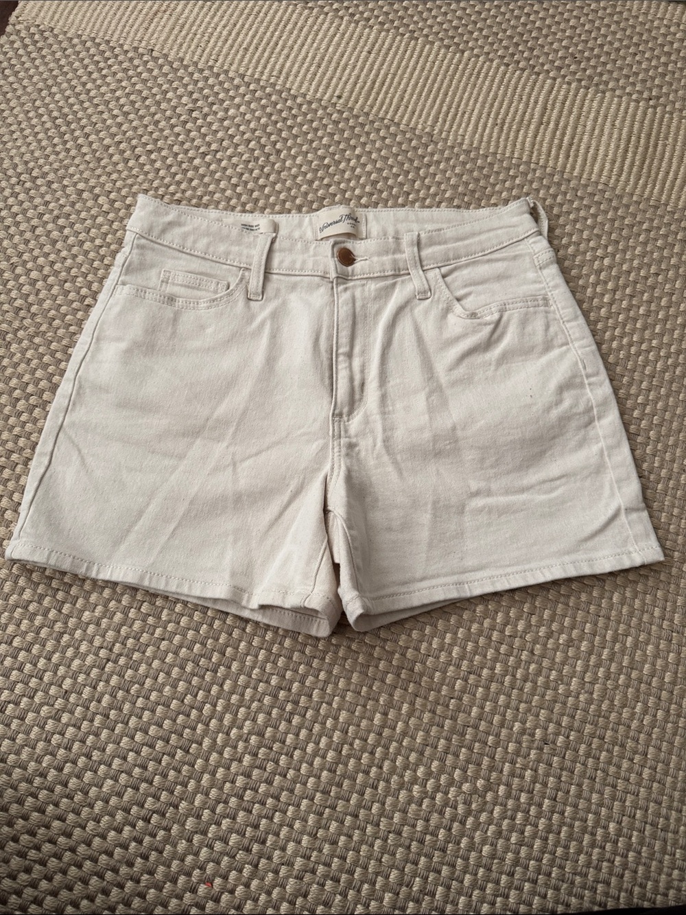 Universal Thread Cream High-Rise Cotton Denim Shorts